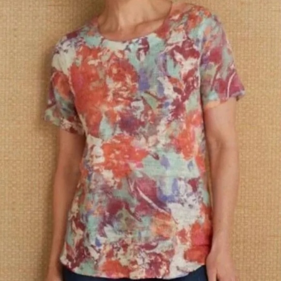 Soft Surroundings Graphic Orange Brown Tee - Picture 2 of 9